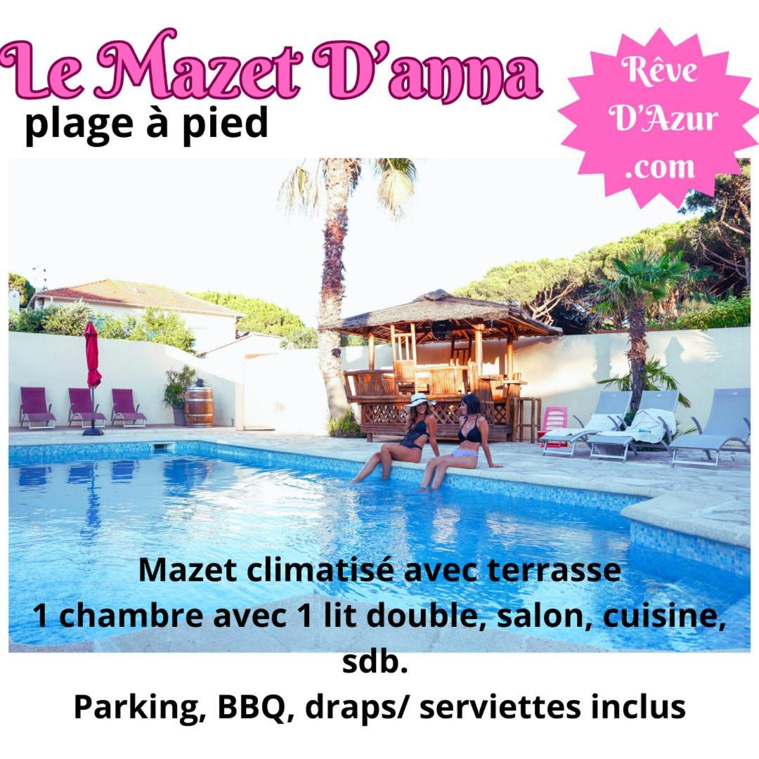 Reve D'Azur, Mazet En Bord De Mer, Parking, Piscine Partagee, Terrasse Bbq & Draps Inclus La Nartelle, 1 Salon, 1 Chambre, 1 Cuisine , 1 Sdb Сент-Максим Экстерьер фото