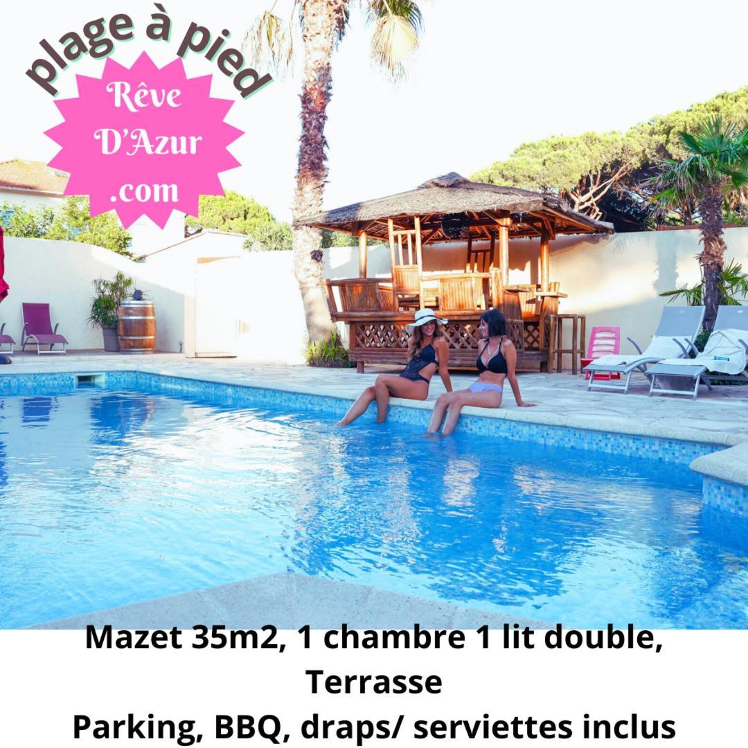 Reve D'Azur, Mazet En Bord De Mer, Parking, Piscine Partagee, Terrasse Bbq & Draps Inclus La Nartelle, 1 Salon, 1 Chambre, 1 Cuisine , 1 Sdb Сент-Максим Экстерьер фото